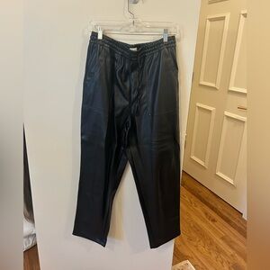 Wonderly Black Faux Leather Pant with Drawstring Waist size large